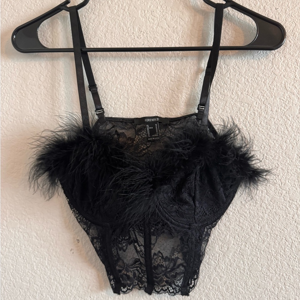 Black Lace Cropped Blouse